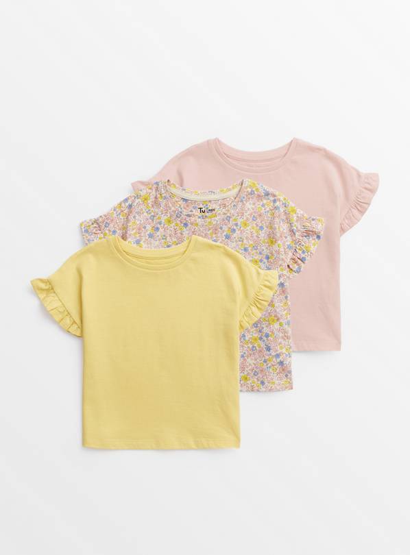 Floral Bloom Frill T-Shirt 3 Pack  3-4 years